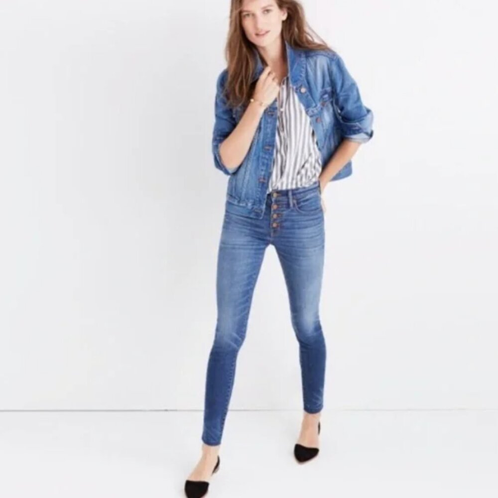 EUC! Madewell Taller 9" High Rise Skinny Jeans: Button-Through Edition